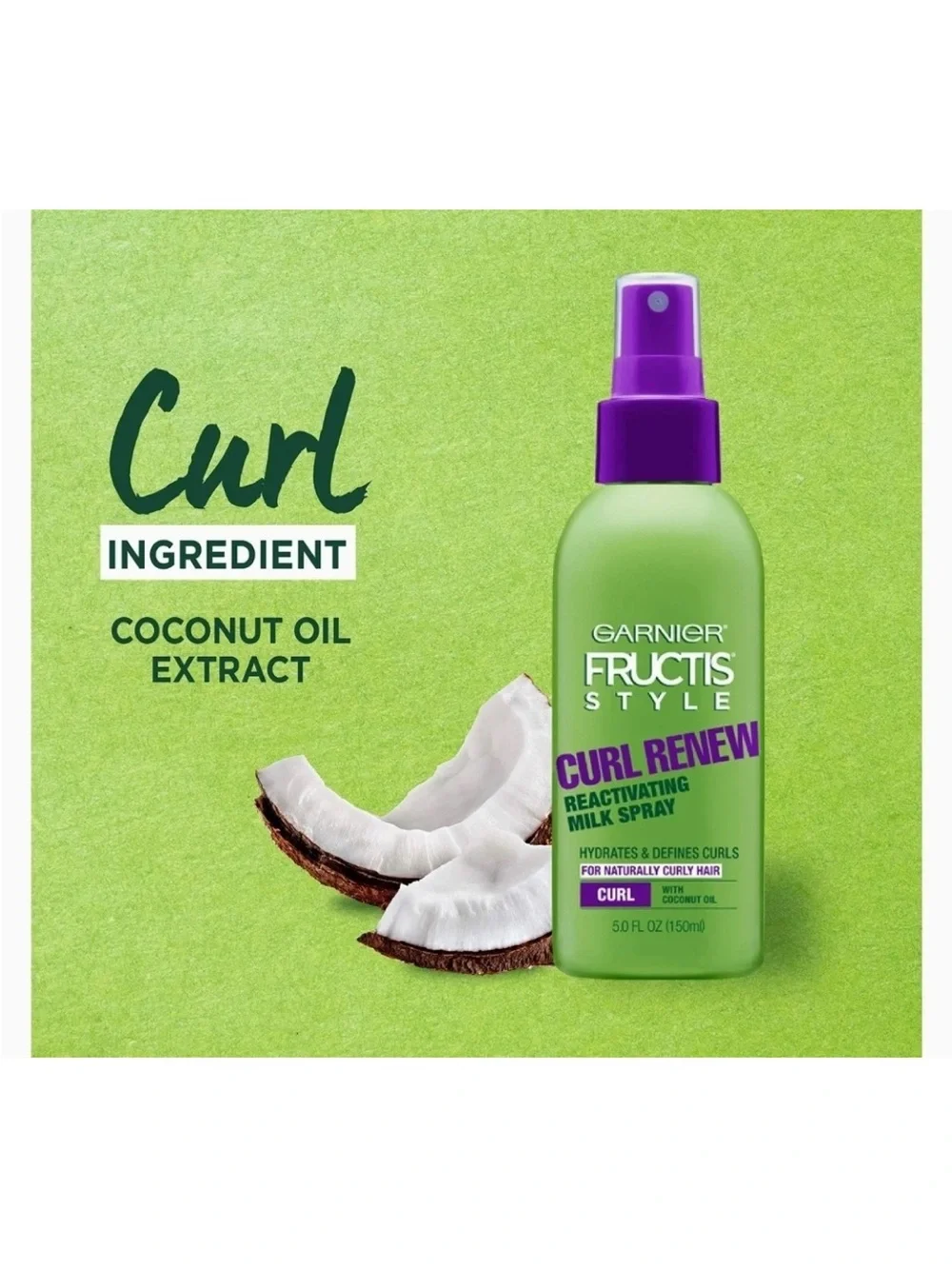 Garnier Fructis Style Curl Renew Reactivating Milk Spray - Green & Purple